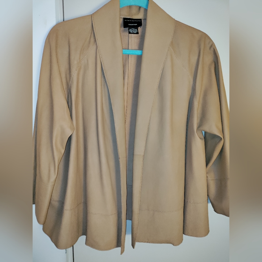 Doncaster Leather Jacket Size 8 Blazer Khaki Camel Leather Brown